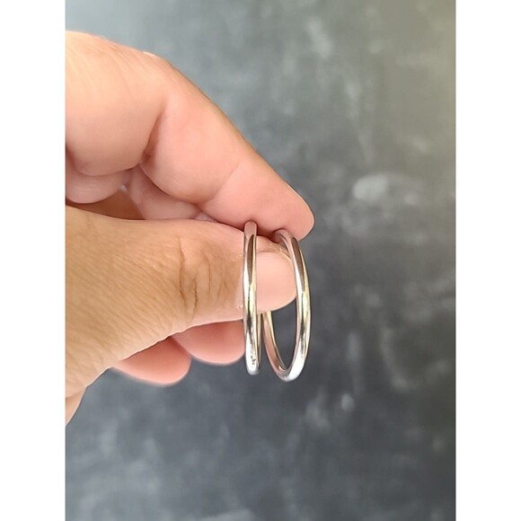 925 Sterling Silver Hoop Earrings Vintage - Picture 1 of 10